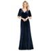 Ever-Pretty Womens Elegant Velvet Long Formal Evening Dresses for Women Blue 00861 US6