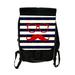 Hipster Elements Glasses and Mustache on Gilded Navy Stripes - Black School Backpack