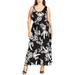 City Chic Womens Plus Oahu Floral Tie-Waist Maxi Dress