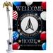 Breeze Decor Welcome Home Double Sided Polyester 40" x 28" Flag Set in Black/Gray | 40 H x 28 W in | Wayfair BD-MI-HS-108630-IP-BO-02-D-US21-BD