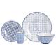 Nicola Spring 24 Piece Hand-Printed Dinner Set - Patterned Porcelain Crockery Plates Bowls Mugs - Navy