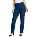 Plus Size Women's Straight-Leg Ultimate Ponte Pant by Roaman's in Navy (Size 14 W) Pull-On Stretch Knit Trousers