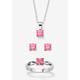 Women's 3-Piece Birthstone .925 Silver Necklace, Earring And Ring Set 18" by PalmBeach Jewelry in October (Size 7)