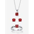 Women's 3-Piece Birthstone .925 Silver Necklace, Earring And Ring Set 18" by PalmBeach Jewelry in July (Size 8)