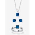 Women's 3-Piece Birthstone .925 Silver Necklace, Earring And Ring Set 18" by PalmBeach Jewelry in September (Size 7)