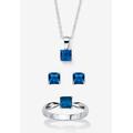 Women's 3-Piece Birthstone .925 Silver Necklace, Earring And Ring Set 18" by PalmBeach Jewelry in September (Size 10)