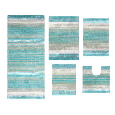 Gradiation 5 Piece Set Bath Rug Collection by Home Weavers Inc in Turquoise