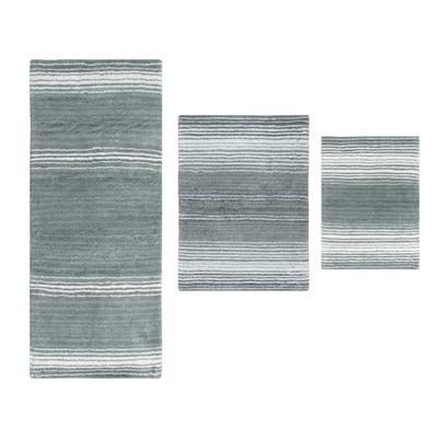 Gradiation 3 Piece Set Bath Rug Collection by Home Weavers Inc in Grey