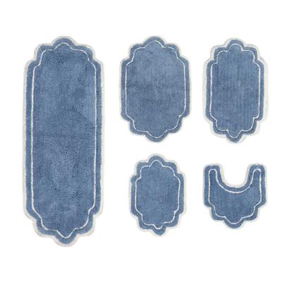 Allure 5 Piece Set Bath Rug Collection by Home Weavers Inc in Blue