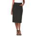 Plus Size Women's Comfort Waist Stretch Denim Midi Skirt by Jessica London in Black (Size 16) Elastic Waist Stretch Denim