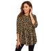 Plus Size Women's Stretch Knit Swing Tunic by Jessica London in Natural Bold Leopard (Size 34/36) Long Loose 3/4 Sleeve Shirt