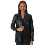 Plus Size Women's Leather Blazer by Jessica London in Black (Size 18 W)