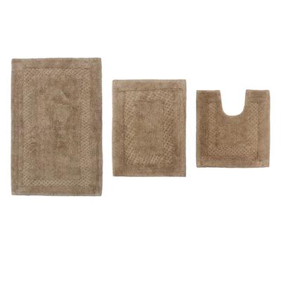 Classy Bathmat 3 Piece Bath Rug Collection by Home Weavers Inc in Linen