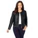 Plus Size Women's Collarless Leather Jacket by Jessica London in Black (Size 30 W)