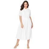 Plus Size Women's Eyelet Shirt Dress by Jessica London in White (Size 18 W)