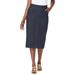 Plus Size Women's Comfort Waist Stretch Denim Midi Skirt by Jessica London in Indigo (Size 14) Elastic Waist Stretch Denim