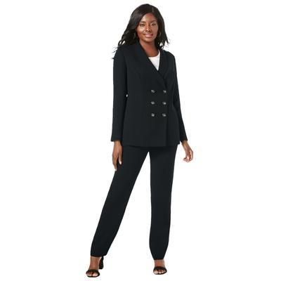 Plus Size Women's 2-Piece Double-Breasted Pantsuit by Jessica London in Black (Size 18 W) Set