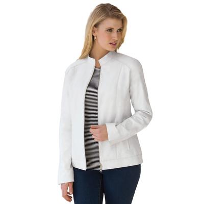 Plus Size Women's Zip Front Leather Jacket by Jessica London in White (Size 12 W)