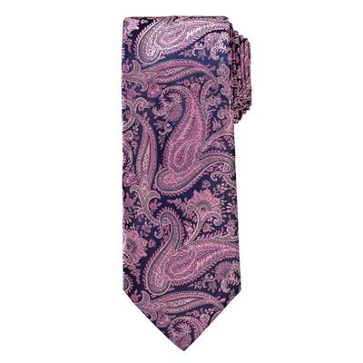 Men's Big & Tall Extra Long Classic Paisley Tie by KS Signature in Light Pink Paisley Necktie