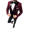 Men's Slim Fit Burgundy 3 Pieces Wedding Suits Spring Business Groom Tuxedos Evening Party Suits 40/34