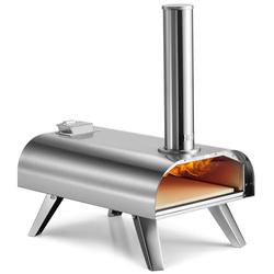 VonHaus Pizza Oven Outdoor – Tabletop Pizza Oven with Pizza Stone Included – Stainless Steel, Pellet Fuelled, Removable Chimney, Foldable Legs – For up to 12” Pizzas – Can Also Smoke Meat, Fish & Veg