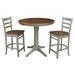 36" Round Extension Dining Table With 2 Emily Counter Height Stools - Set of 3 Pieces