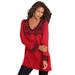 Plus Size Women's Fit-And-Flare Tunic Sweater by Roaman's in Red Black Fair Isle (Size 26/28)