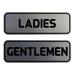 Signs ByLITA Standard Ladies Gentlemen Restroom Sign Set - Black/Gold Small 2" X 6" Plastic in Gray | 2.5 H x 7 W x 1 D in | Wayfair AQS-LGRS-MSLVR