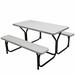 Arlmont & Co. Mcalpin 4 - Person 54" Long Picnic Outdoor Table Set Plastic in Black | 54 W x 28 D in | Wayfair 737C4EAEABBC43C6AA914BAF4BAF1285