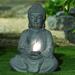 Bungalow Rose Eirene Religious & Spiritual Magnesium Oxide Garden Statue w/ Solar Light in Gray | 20.1 H x 14.4 W x 10.6 D in | Wayfair