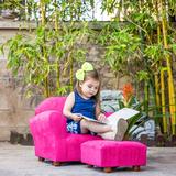Gemma Violet Weybridge Chair & Ottoman Wood/Microsuede in Pink | 18 H x 24 W x 18 D in | Wayfair EB45589B94914AF7A1D55429B33071D9
