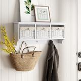 Gracie Oaks Amias Floating Storage Shelf Wall Mounted Coat Rack Wood in White | 13 H x 8.7 W x 31.5 D in | Wayfair 1A413966C9FB44BDBAF852E41E41FD32