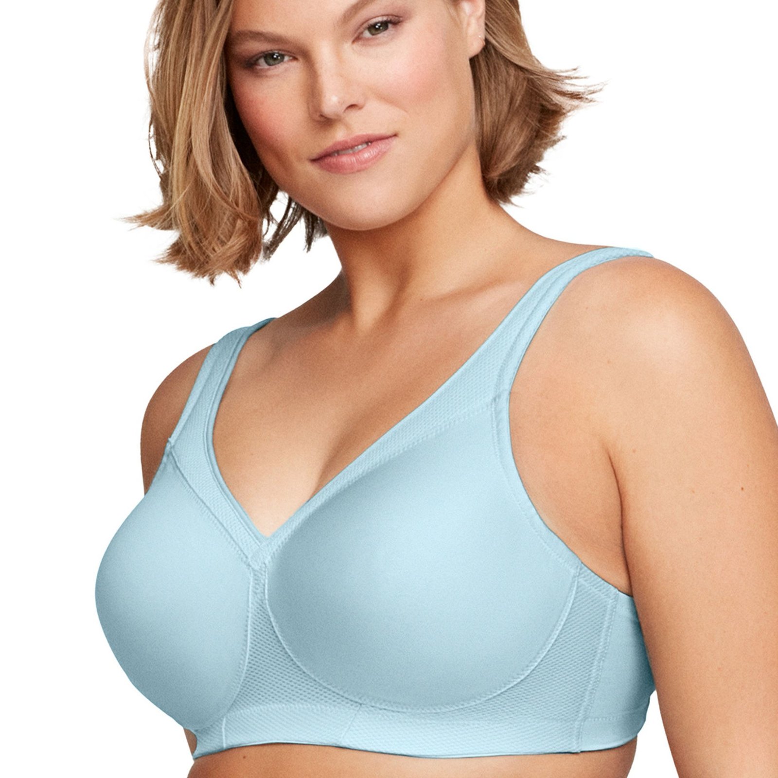 Glamorise MagicLift Seamless Sports Bra (Size 48-F) Blue, Elastine,Nylon,Polyester