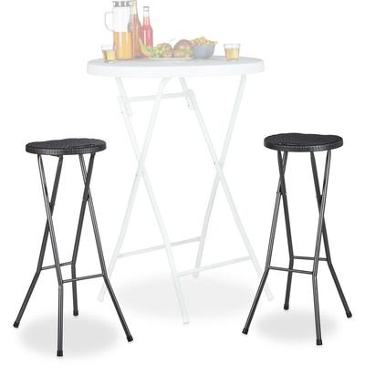 Barhocker klappbar bastian 2er Set, Wetterfest, Höhe 80 cm, Barstuhl Doppelpack, Kunststoff,