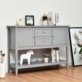 Red Barrel Studio® Buffet Cabinet Sideboard Wooden Console Table w/ 2 Storage Drawers & 2 Cabinets Wood in Gray | 34 H x 46 W x 15 D in | Wayfair