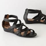 Anthropologie Shoes | Lucky Penny Triple Cinch Black Leather Strappy Summer Sandals | Color: Black | Size: 7