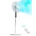 PELONIS 16-inch Pedestal Fan with Remote Control, DC Motor 35W Quiet Low Noise 38dB, 12-Speed 12-Hour Timer, Oscillation 90°, Power Off Memory Function, Energy Saving Fan for Bedroom