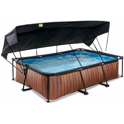EXIT Wood Pool 300x200x65cm mit Filterpumpe und Sonnensegel - braun Image