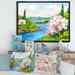 East Urban Home Spring Landscape Under a Bright Sky - Painting on Canvas Canvas, Cotton in Blue | 16" H x 32" W x 1" D | Wayfair