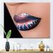 East Urban Home Creative & Fashion Make up on Woman Lips - Photograph on Canvas Metal in Blue | 24 H x 32 W x 1 D in | Wayfair