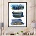 East Urban Home Aquatic Abstracts Clouds w/ Golden Touches - Floater Frame Painting on Canvas in Blue | 20 H x 12 W x 1 D in | Wayfair