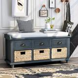 Rosecliff Heights Erikson Drawers Storage Bench Solid + Manufactured Wood in Black | 18.7 H x 40.6 W x 15.4 D in | Wayfair