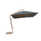 Bambrella Square Levante Side Wind Bamboo Cantilever Umbrella With Base, 11 Ft. - 3.4m SQ-SW-L-G | SWL-SYS2