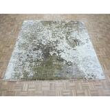 Hand Knotted Brown Modern with Wool & Silk Oriental Rug (8' x 8'2") - 8' x 8'2"