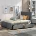 Nestfair Modern Full Size Linen Upholstered Platform Bed With Headboard and Two Drawers