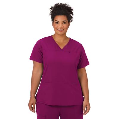 Plus Size Women's Jockey Scrubs Women's True Fit Crossover V-Neck Top by Jockey Encompass Scrubs in Plum Berry (Size L(14-16))