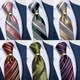 Cravate rayée rose bleu pour hommes boutons de manchette carrés poche cravate cadeau pour hommes