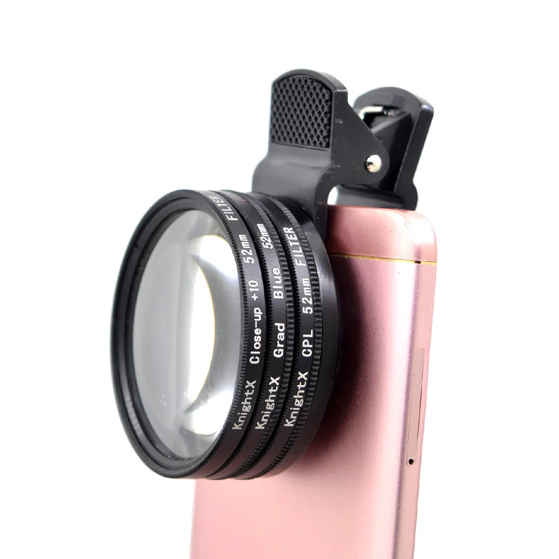 KnightX 52MM macro professionnel 10 + objectif ND polariseur circulaire CPL pour iphone 11 téléphone caméra filtre smartphone mobile android