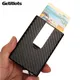 Porte-cartes RFID automatique en fibre de carbone porte-cartes de crédit en métal étui en