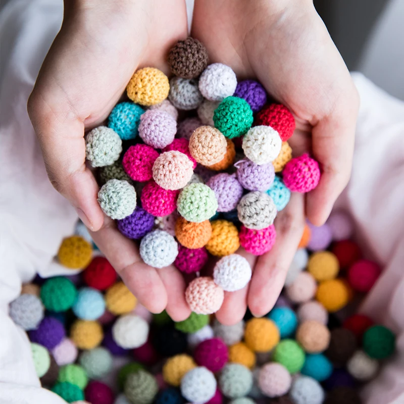 Let's make-Perles à mâcher au crochet pour collier de dentition, accessoires en bois pour sucette, TeWindsor, bébé, bricolage, 20mm, 5 pièces